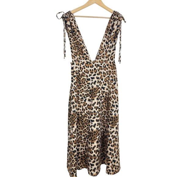 Urban Outfitters Leopard apron midi dress size M - Picture 3 of 8